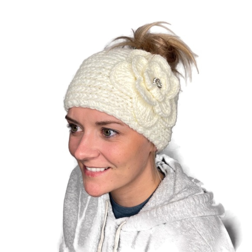C.C Beanie Wrap with Button Closure winter white